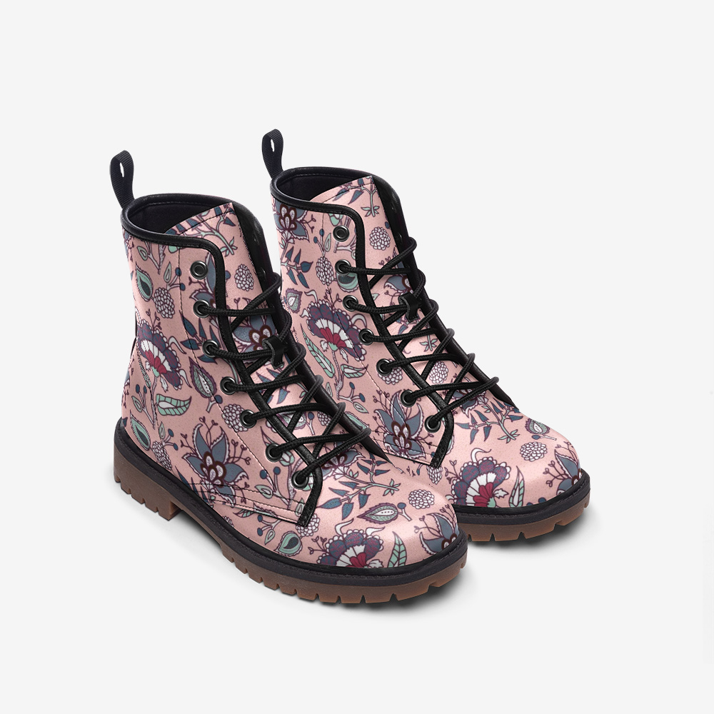 Indian Pink Paisley Lace Up Boots