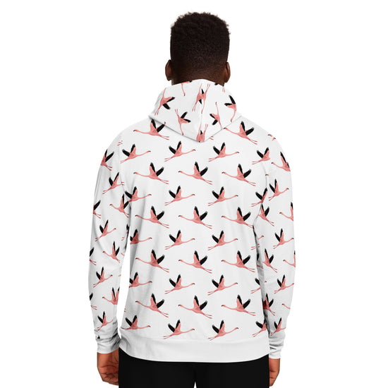 Flying Flamingos White Unisex Hoodie