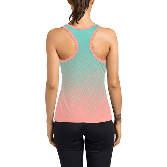 Green Peach Dots Racerback Tank