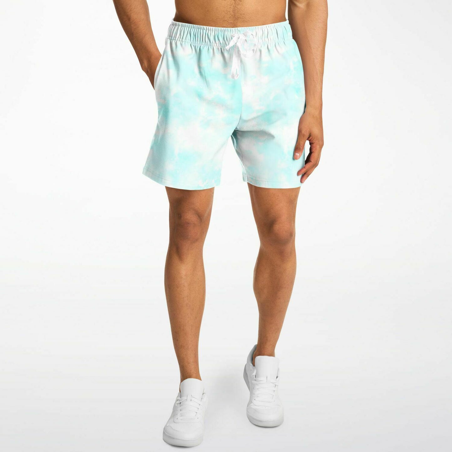 Blue Cloud Pastel Tie Dye Men's Fleece Shorts