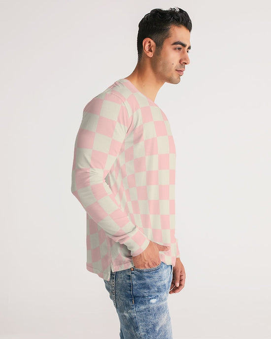 Pink Vanilla Check Men's Long Sleeve Tee