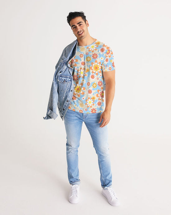 Blue Blooming Mod Floral Men's Tee