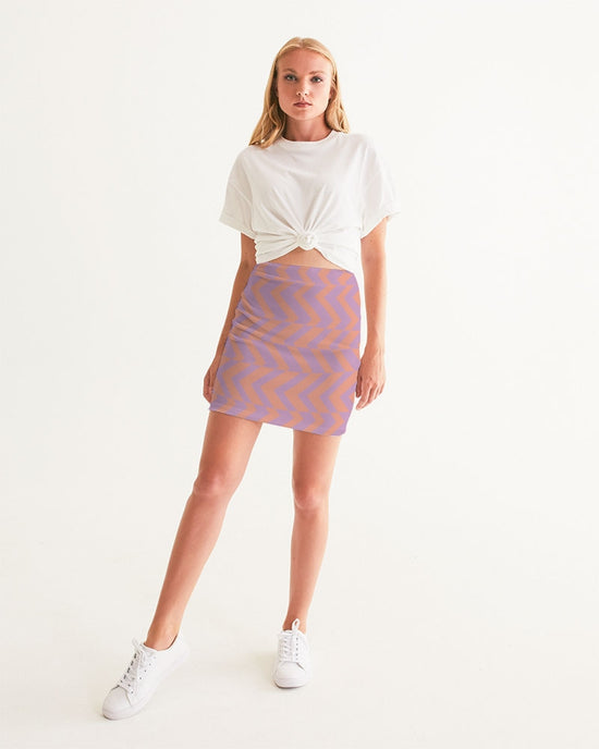Peach & Orchid Stripe Women's Mini Skirt