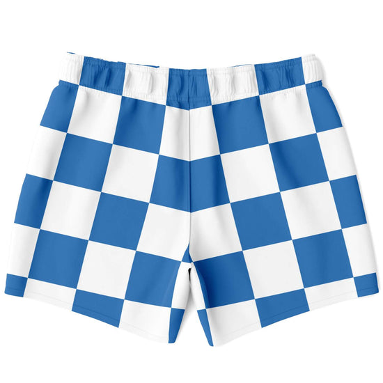 Blue & White Large Check Swim Shorts