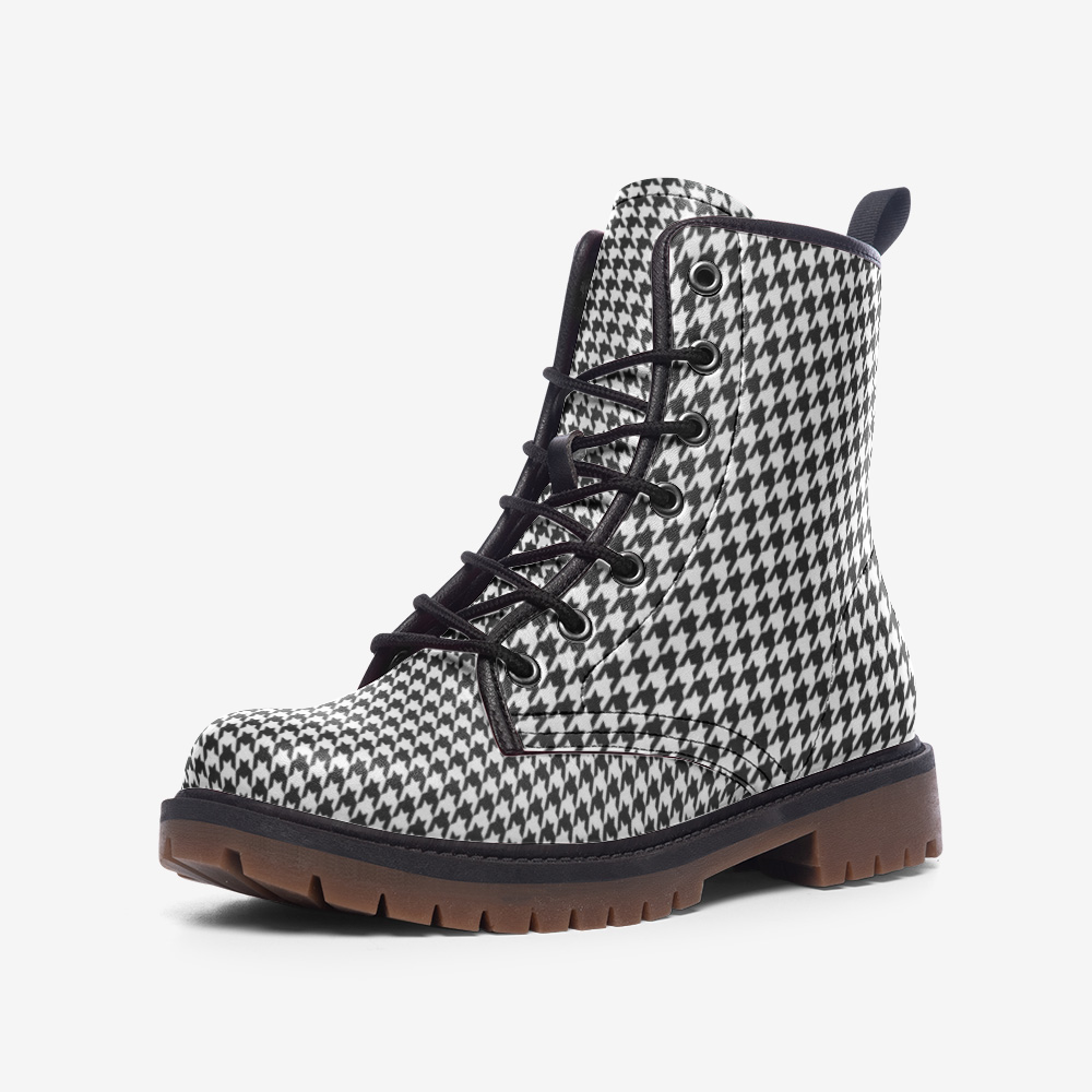 Houndstooth Check Lace Up Boots Harlow Lloyd