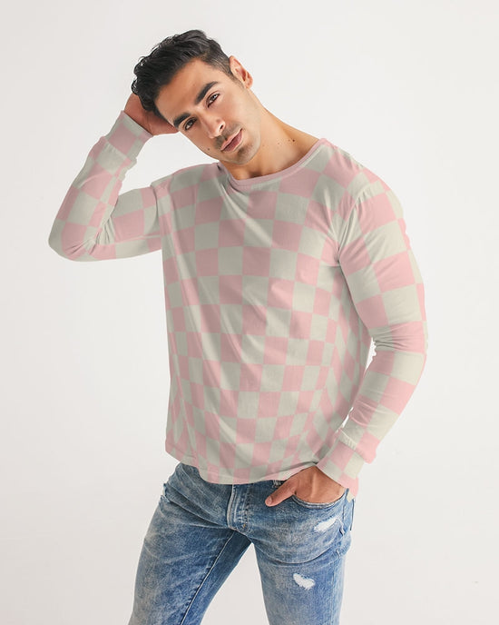 Pink Vanilla Check Men's Long Sleeve Tee