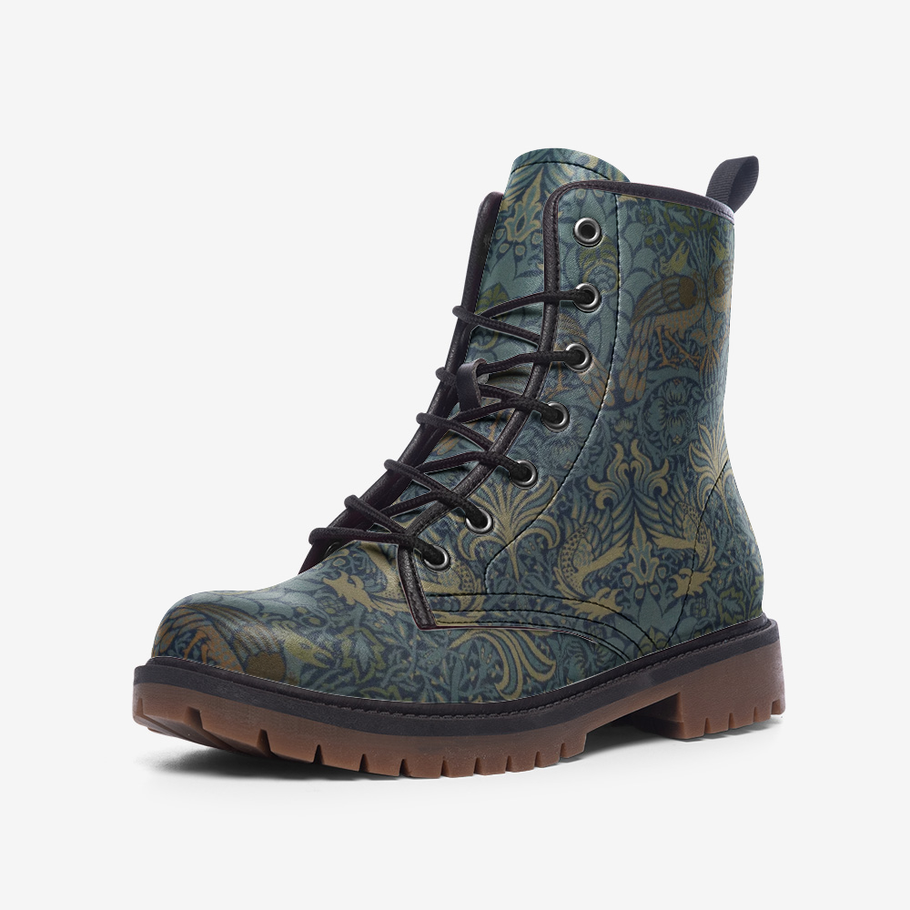 Peacock & Dragon Lace Up Boots