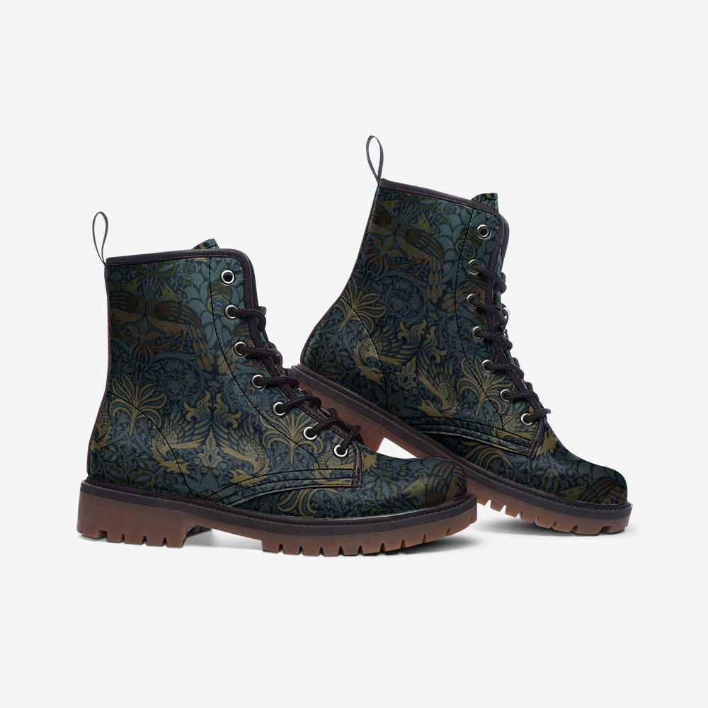 Peacock & Dragon Lace Up Boots