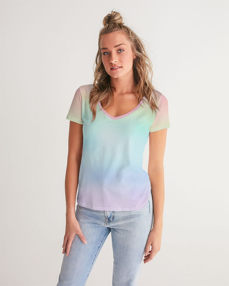 Soft Rainbow V-Neck T Shirt