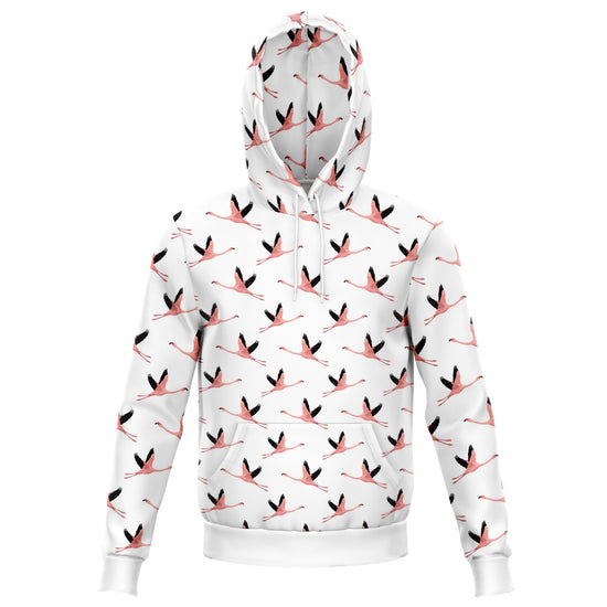 Flying Flamingos White Unisex Hoodie