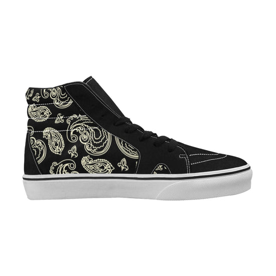 Load image into Gallery viewer, Black &amp;amp; Bone Paisley Men&amp;#39;s High Top Shoes

