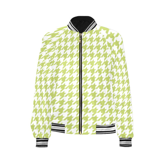 Lime Houndstooth Womens Ribbed Cuff & Collar Jacket