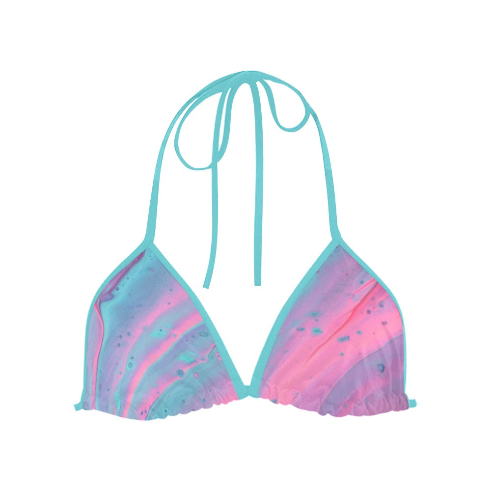 Marshmallow Marbled Blue Bikini Top