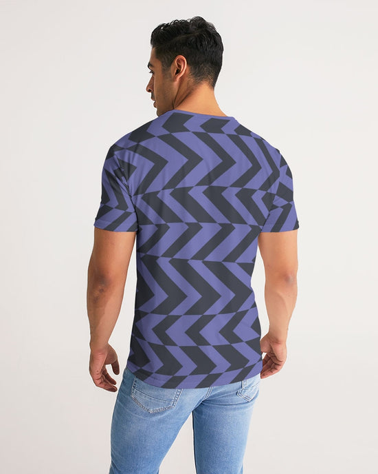 Blue Violet Charcoal Abstract Striped Men's T Shirt