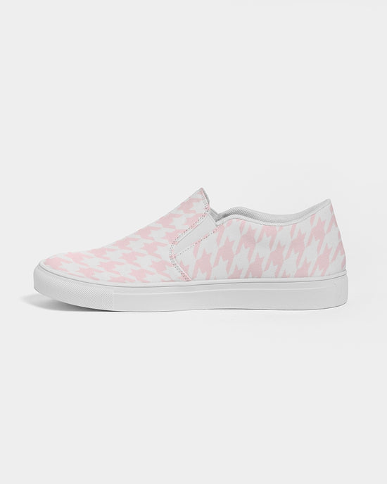 Pale Pink Large Houndstooth Women's Slip-On Canvas Shoe