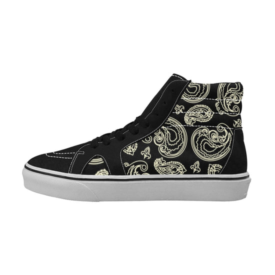Load image into Gallery viewer, Black &amp;amp; Bone Paisley Men&amp;#39;s High Top Shoes
