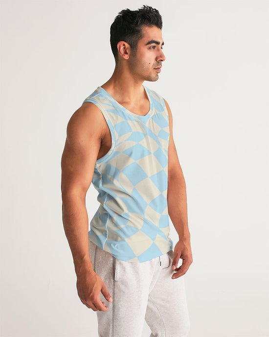 Blue & Vanilla Ripple Check Men's Sports Tank