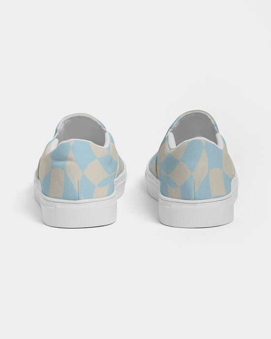 Blue & Vanilla Ripple Check Men's Slip On Canvas Shoe