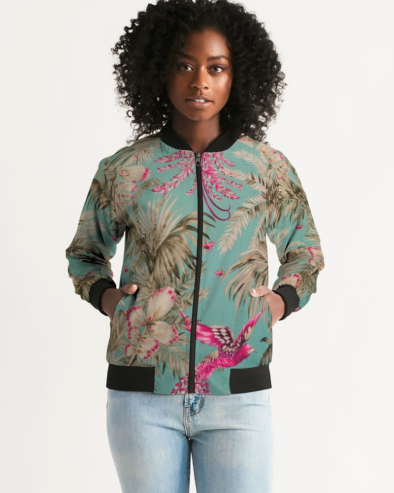 Vintage Bird & Tropical Palm Women's Bomber Jacket