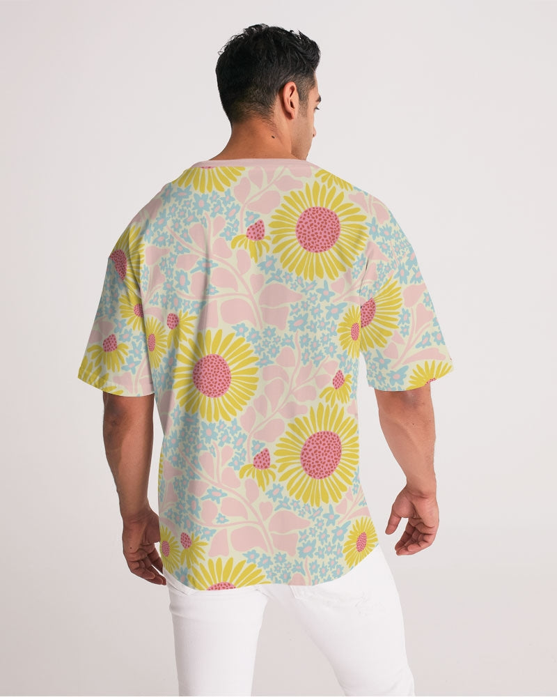Retro Sunflowers Pink Men's Premium Heavyweight T Shirt