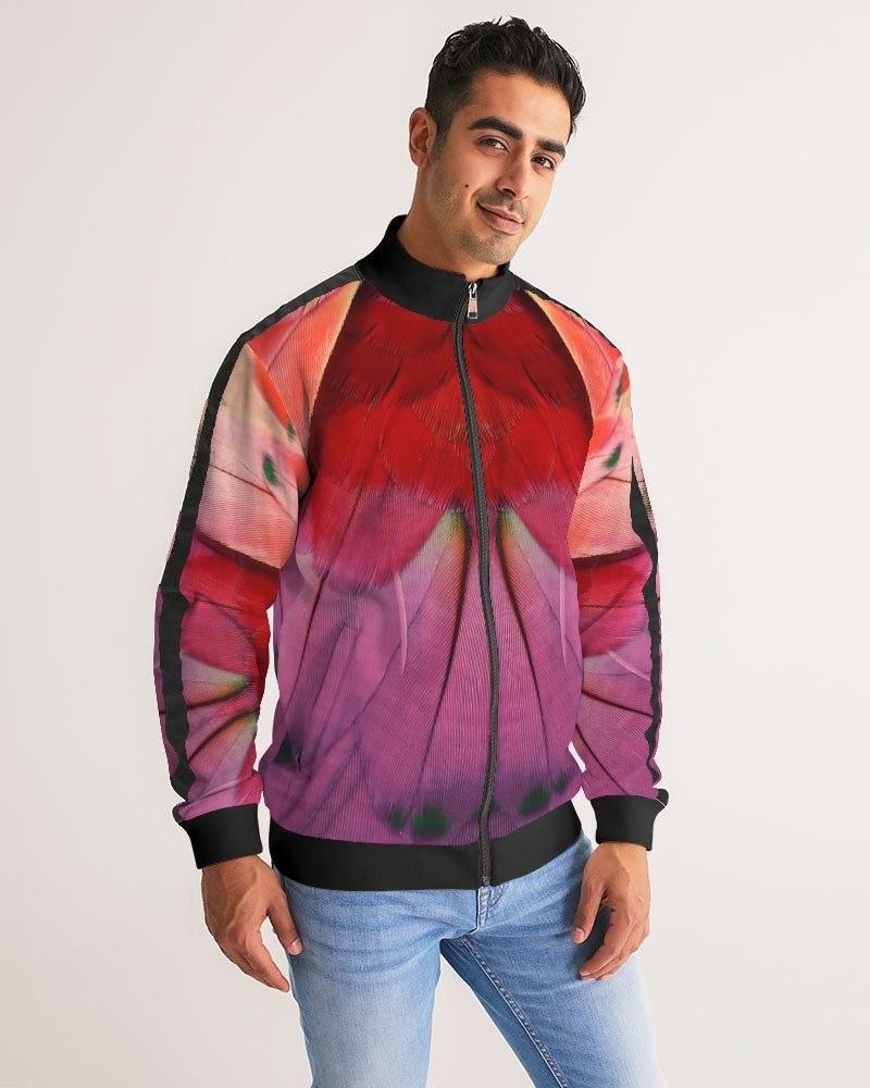 Feathered Grace Men's Stripe-Sleeve Track Jacket