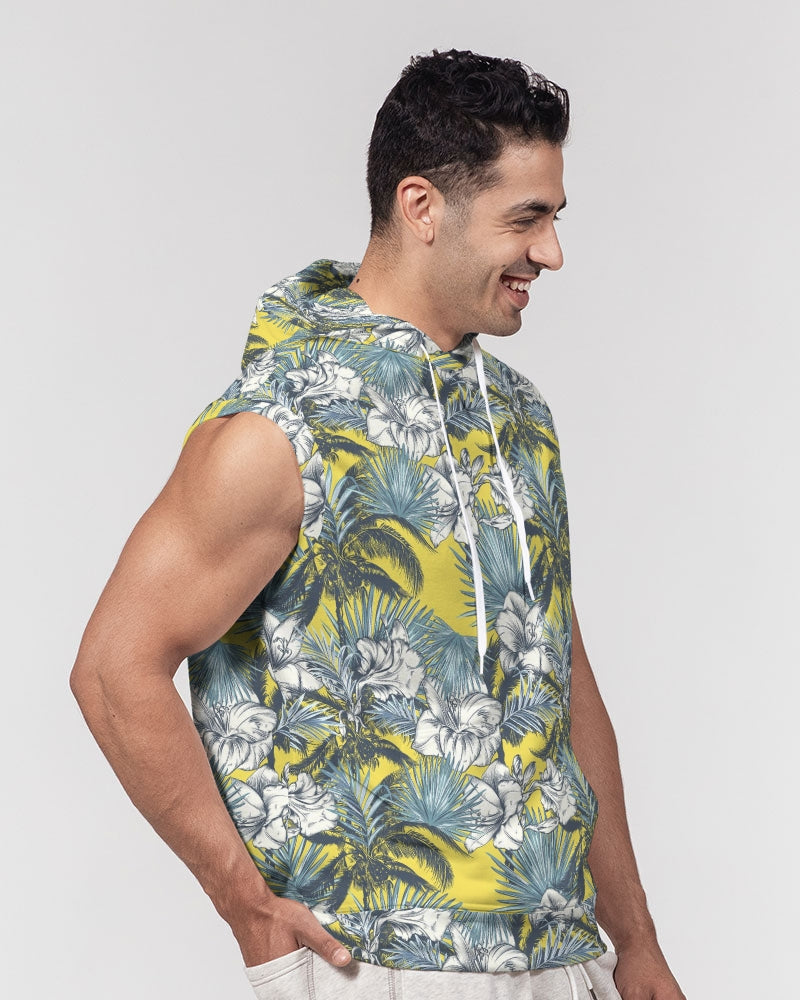 Yellow Tropics Men's Premium Heavyweight Sleeveless Hoodie