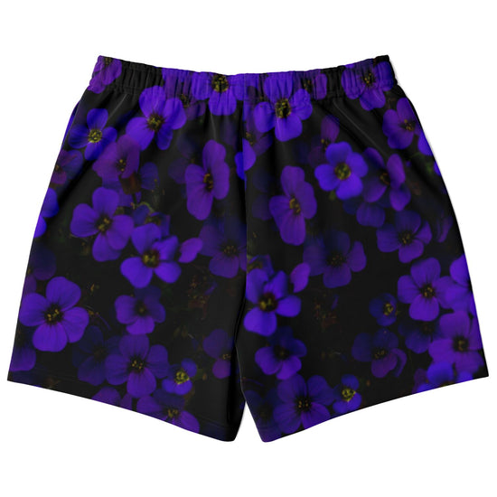 Midnight Purple Flower Men's Fleece Shorts