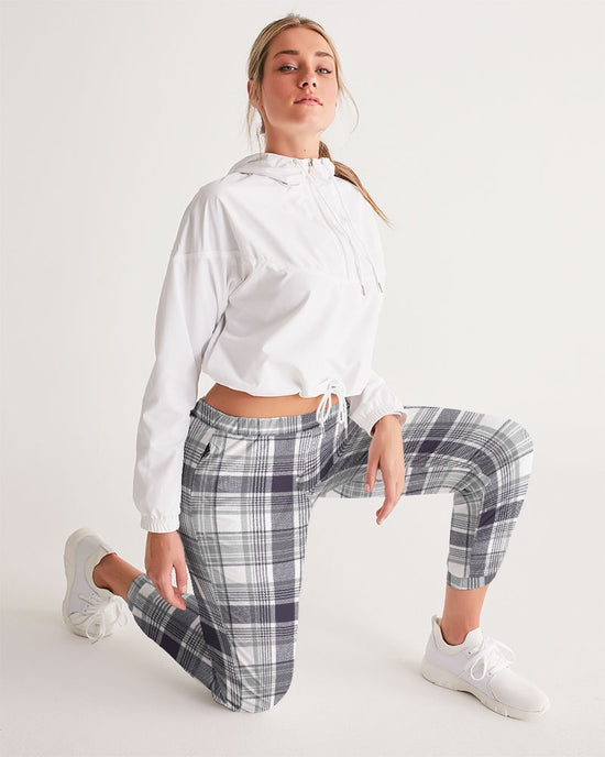 Black & White Tartan Check Lightweight Women's Track Pants