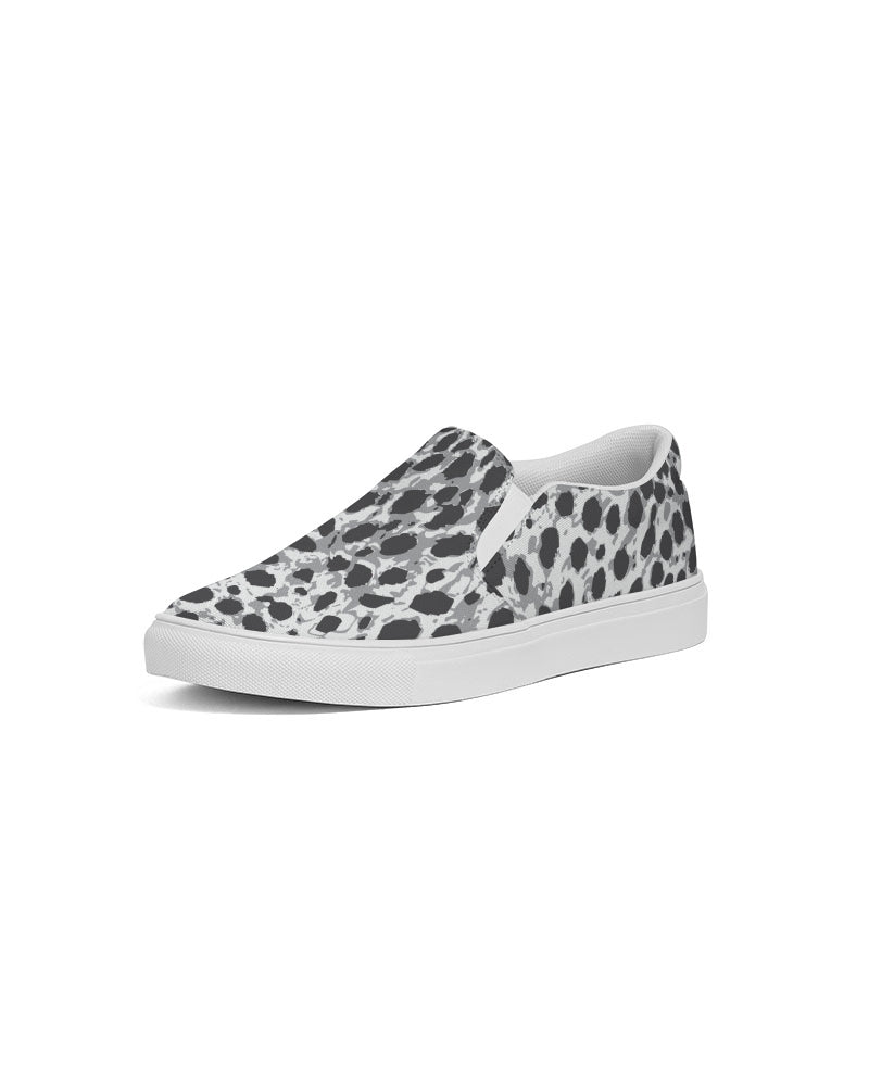 Black & White Leopard Print Men's Slip On Canvas Shoe