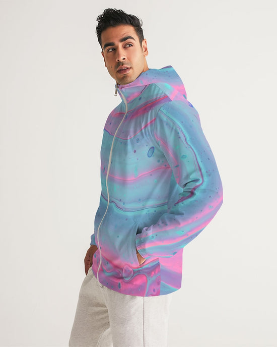 Marshmallow Marbled Men's Hooded Windbreaker