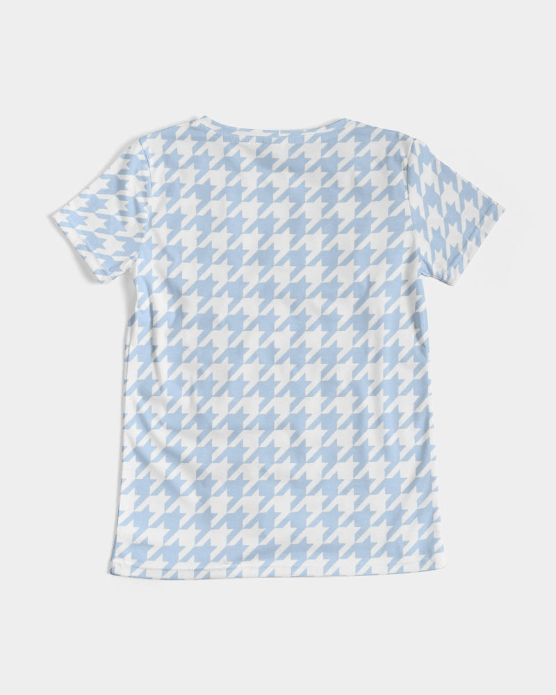 Baby Blue Large Houndstooth Women's V-Neck Tee