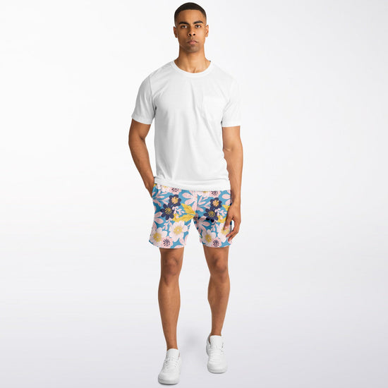 Blue Frisky Floral Men's Fleece Shorts
