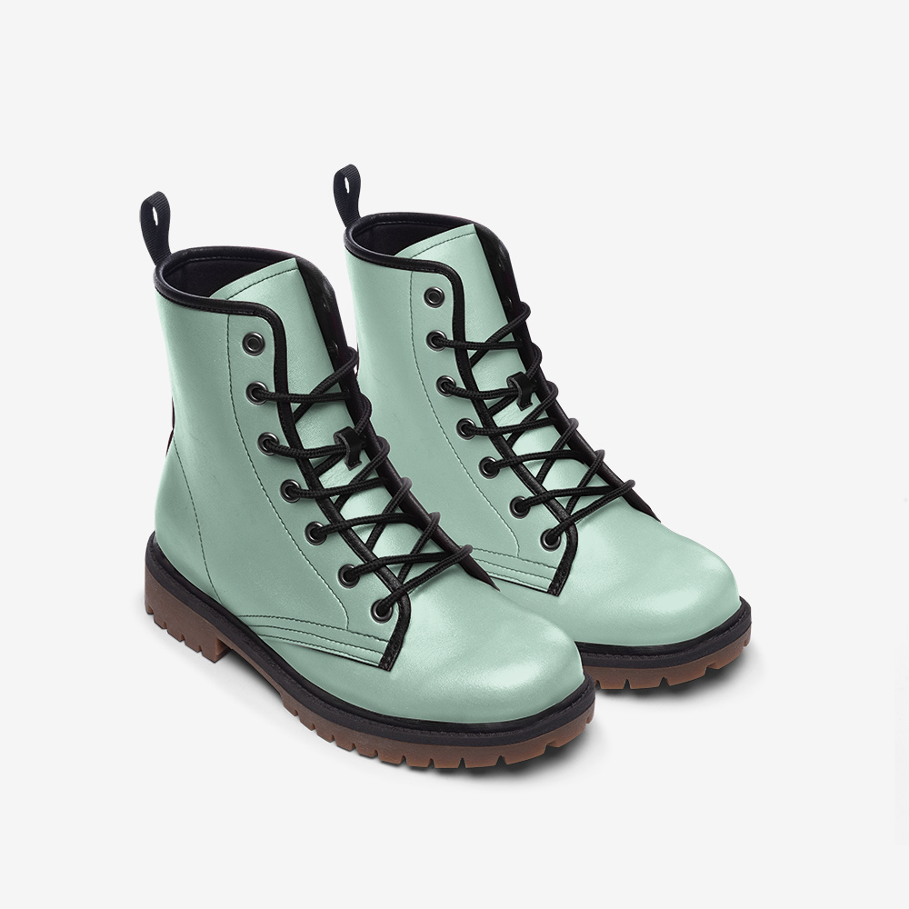 Mint Green Lace Up Boots