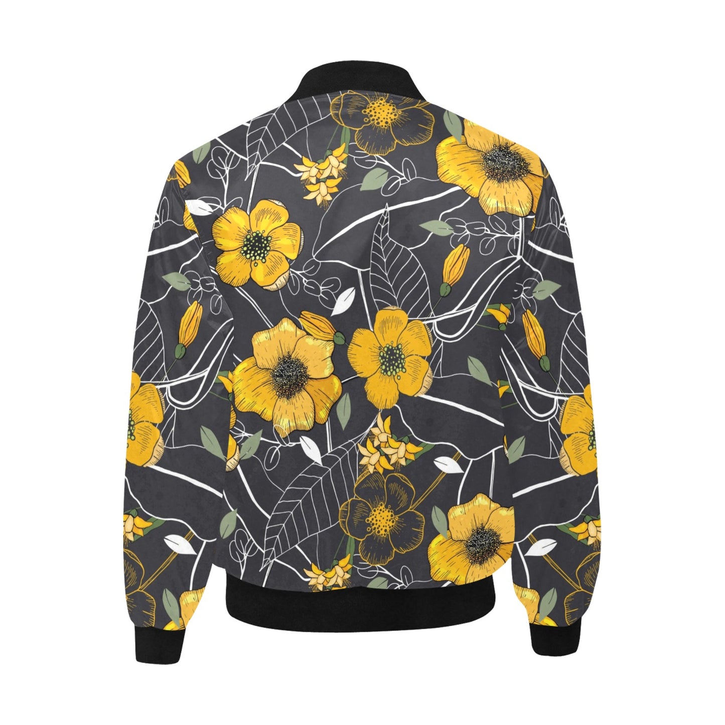 Load image into Gallery viewer, Yellow Floral Quilted Bomber Jacket
