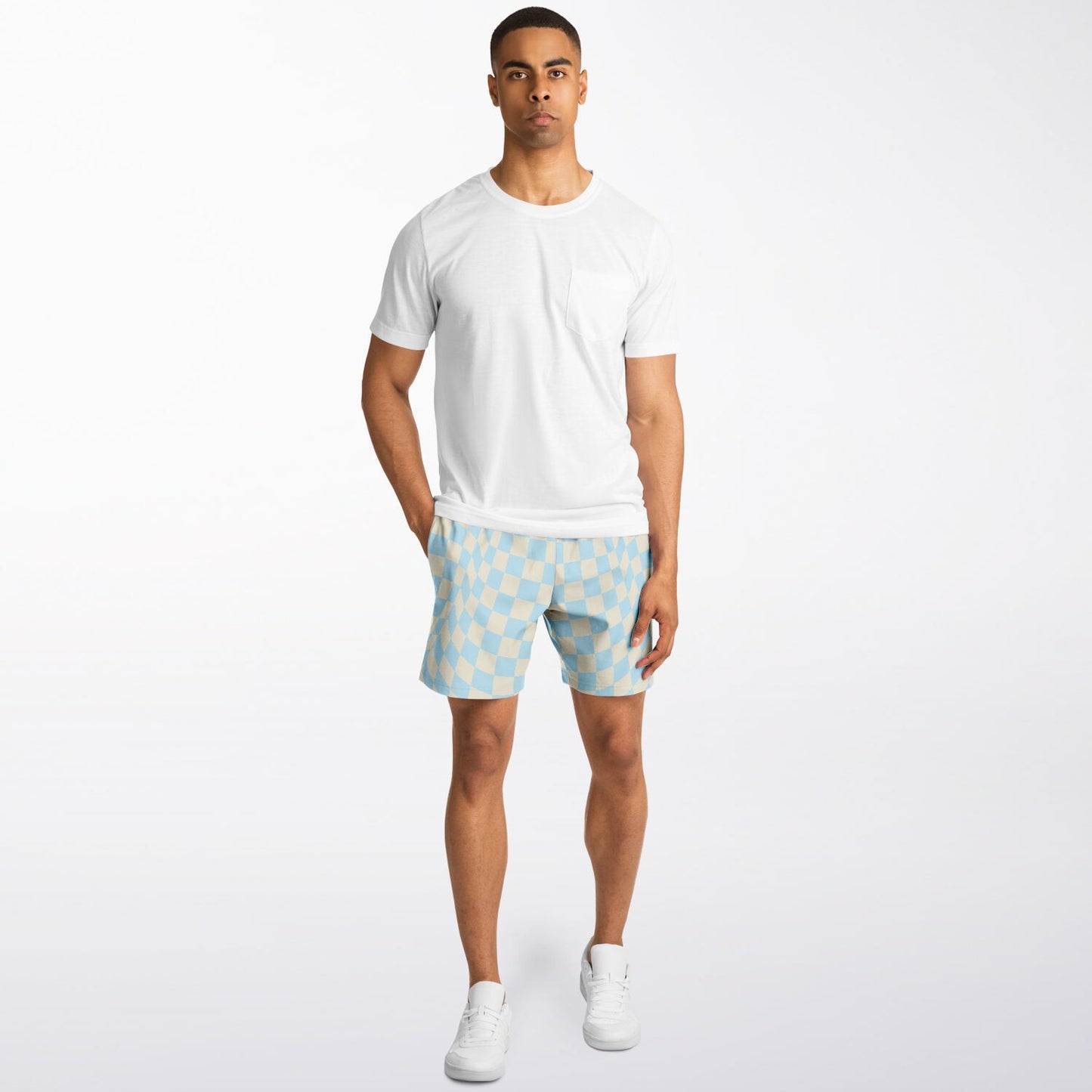 Blue & Vanilla Check Men's Fleece Shorts