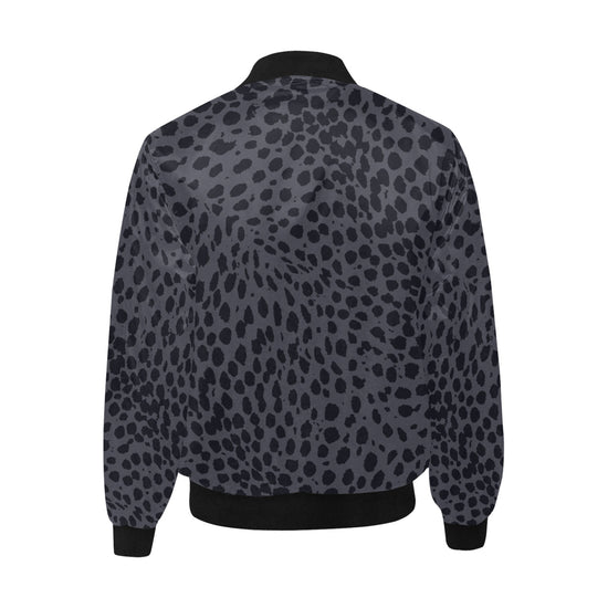 Cheetah Print Charcoal Quilted Bomber Jacket