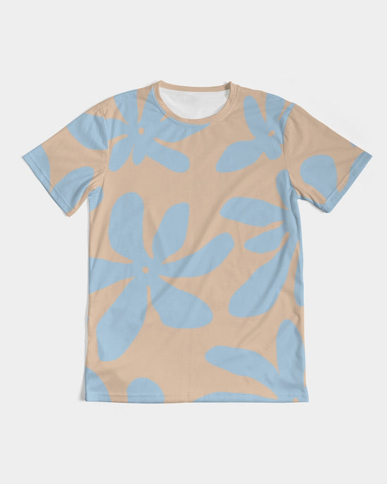 Blue & Brandy Abstract Flowers Men's T Shirt