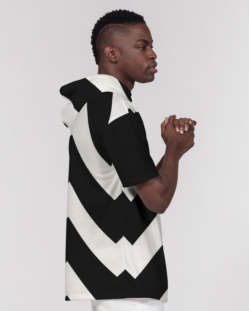 Black & White Stripe Premium Heavyweight Short Sleeve Hoodie