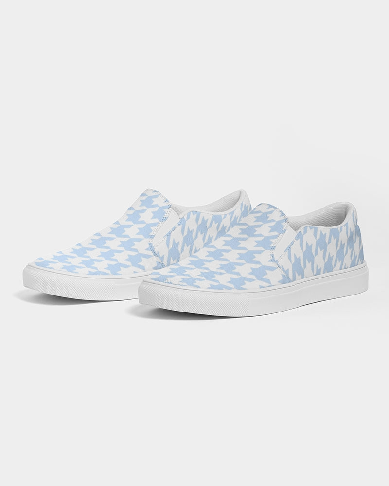 Pale Blue Large Houndstooth Women's Slip-On Canvas Shoe