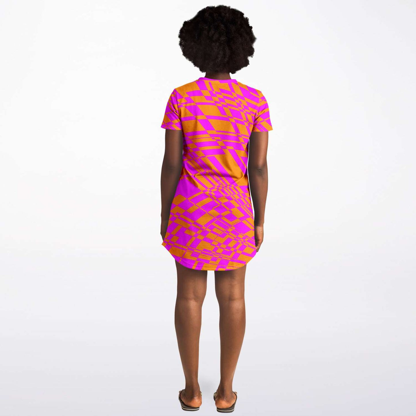 Fuchsia & Orange Warp T Shirt Dress