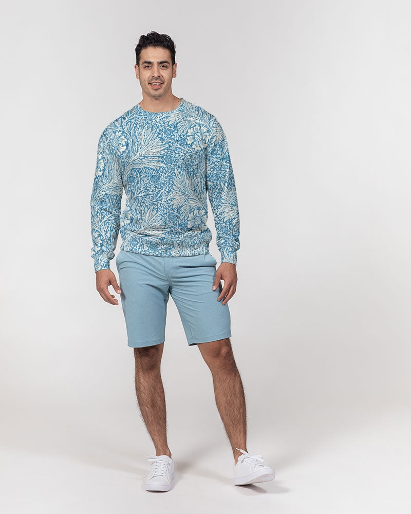 Victorian Blue Floral Men's French Terry Pullover Sweatshirt