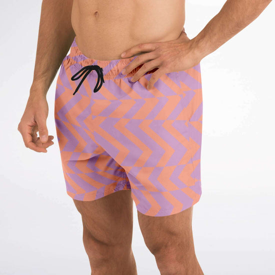 Peach & Orchid Abstract Striped Swim Shorts