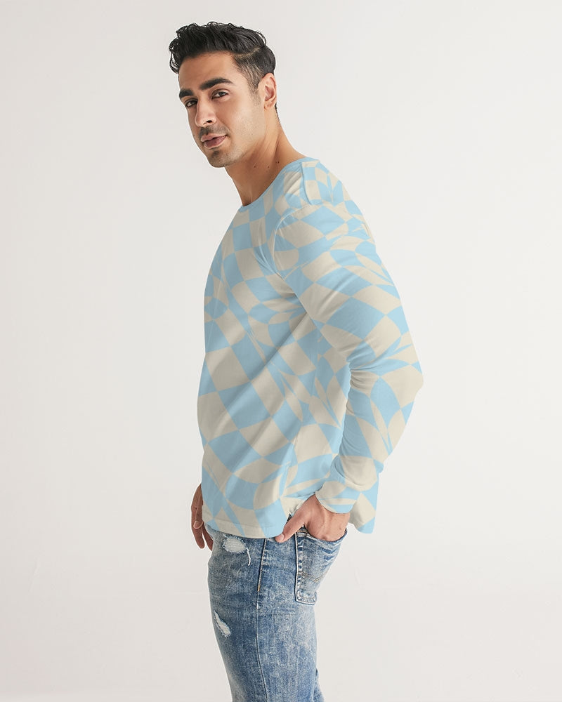 Blue & Vanilla Ripple Check Men's Long Sleeve Tee