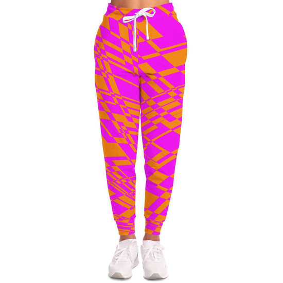 Fuchsia & Orange Warp Unisex Fleece Joggers