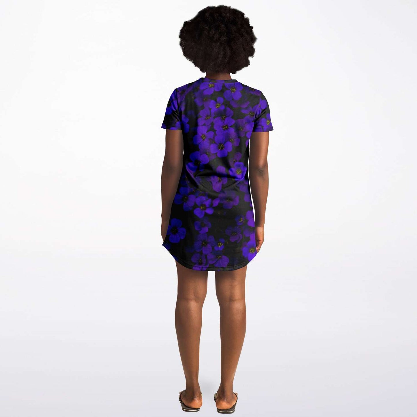 Load image into Gallery viewer, Midnight Purple Flower T Shirt Dress
