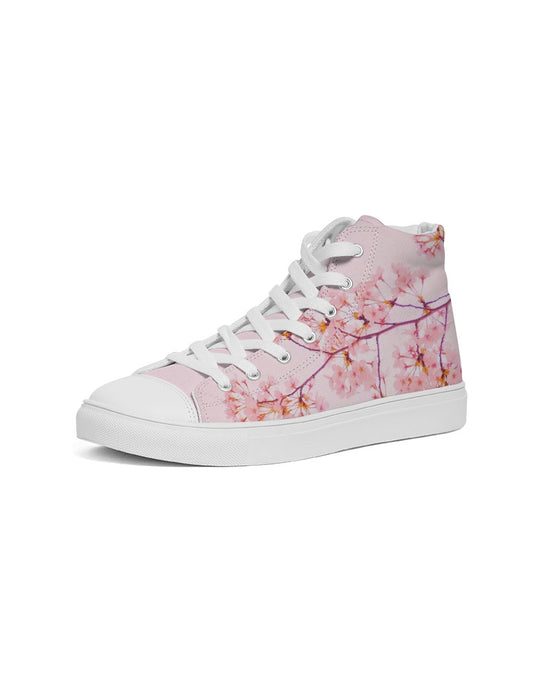 Load image into Gallery viewer, Pink Cherry Blossom Women&amp;#39;s Hightop Canvas Shoe
