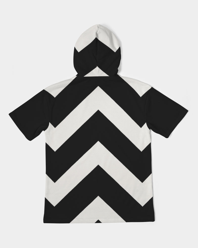 Black & White Stripe Premium Heavyweight Short Sleeve Hoodie