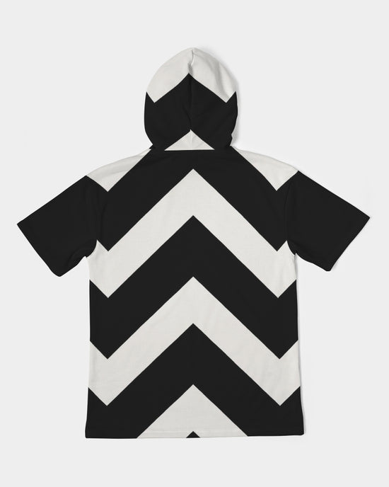 Black & White Stripe Premium Heavyweight Short Sleeve Hoodie