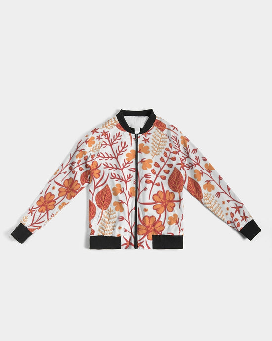 Orange Retro Garden Women's Bomber Jacket