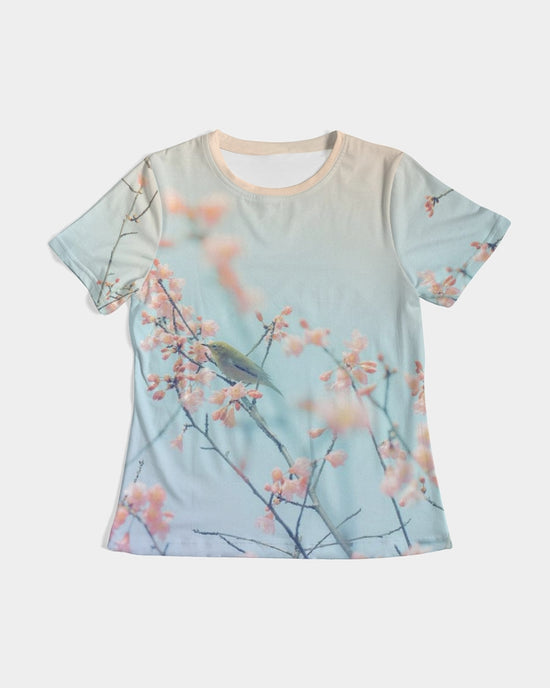 Load image into Gallery viewer, Cherry Blossoms with Bird Women&amp;#39;s Tee
